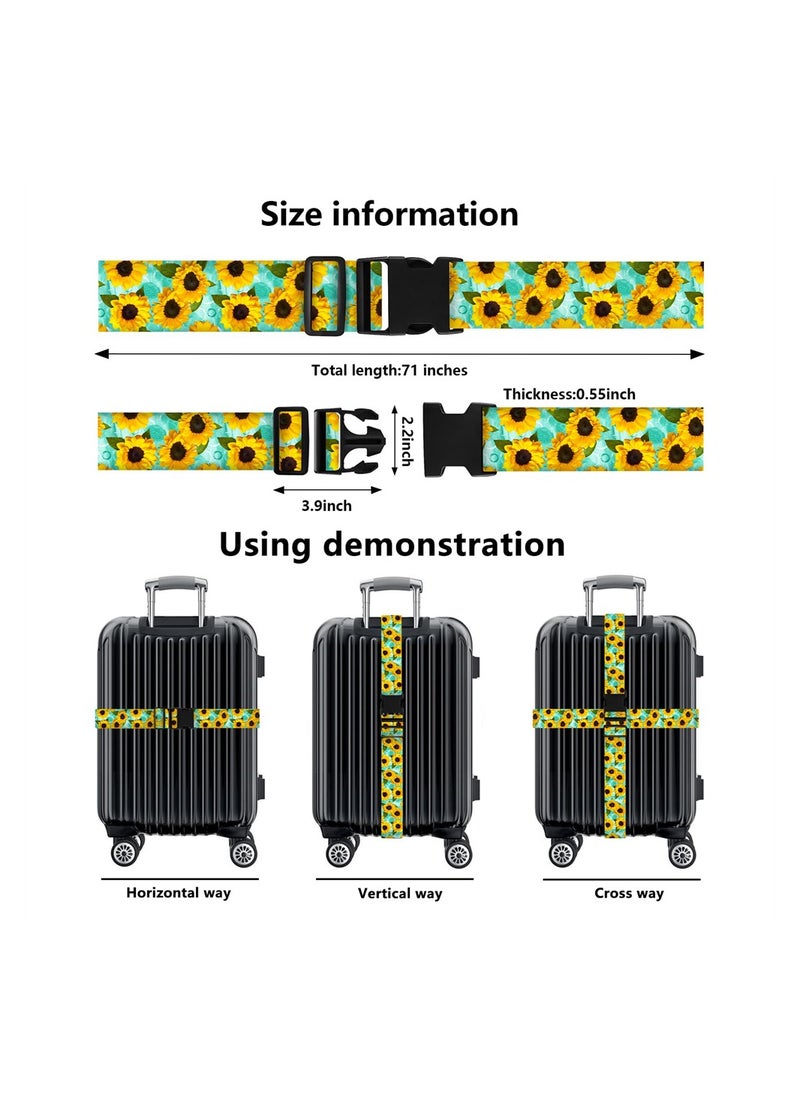 SYOSI Sunflower Luggage Straps, 4Pack Adjustable Suitcase Belts, Luggage Accessories to Secure Bag Cargo Safe Quick-Release  - Image 2