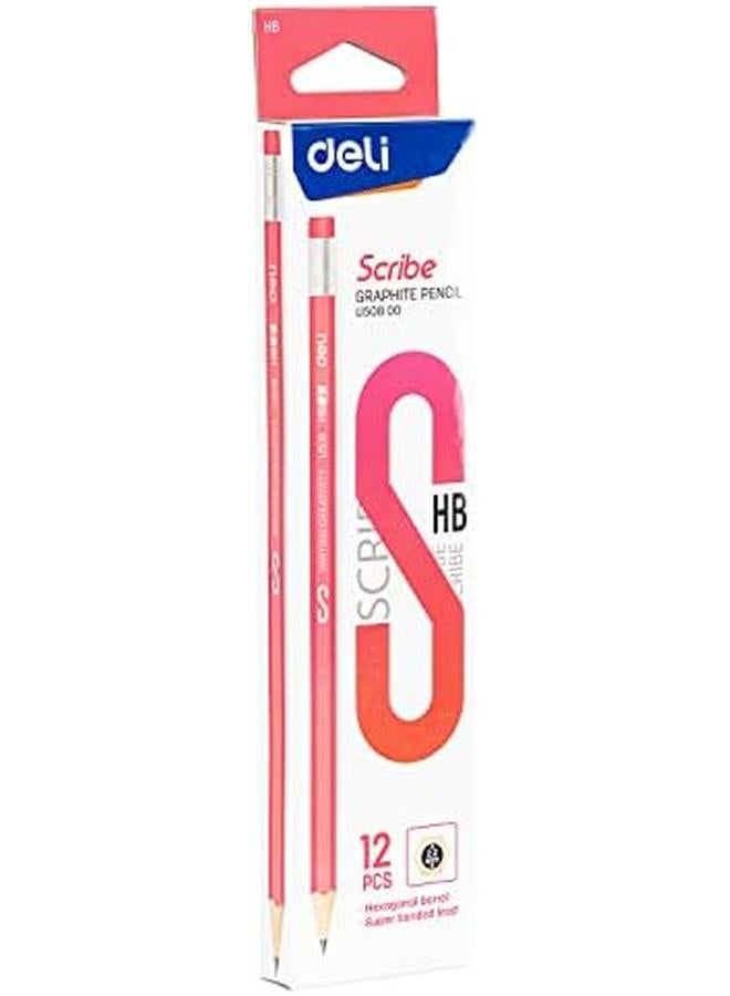 Deli Drawing Supplies Graphite Wooden Pencil With Eraser Tip 12 Pieces Set - Image 3