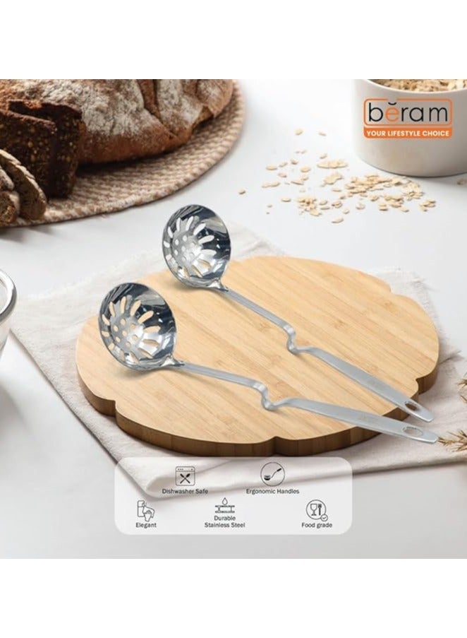 BERAM Skimmer Strainer Stainless Steel Wall Hanging Handle Design Skimmer Soup Ladle Elegant Design Cooking Utensils Kitchen Tool for Frying Straining and Draining - Image 2