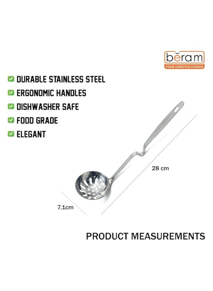 BERAM Skimmer Strainer Stainless Steel Wall Hanging Handle Design Skimmer Soup Ladle Elegant Design Cooking Utensils Kitchen Tool for Frying Straining and Draining - Image 4