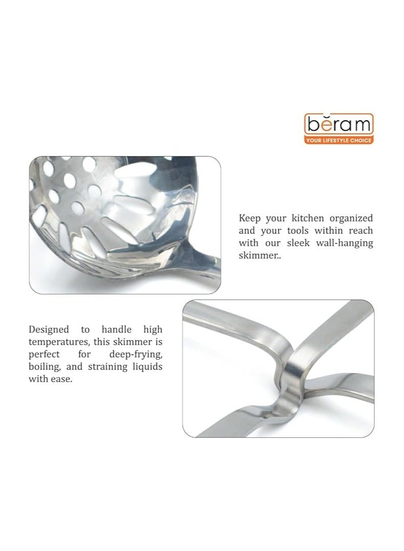 BERAM Skimmer Strainer Stainless Steel Wall Hanging Handle Design Skimmer Soup Ladle Elegant Design Cooking Utensils Kitchen Tool for Frying Straining and Draining - Image 5