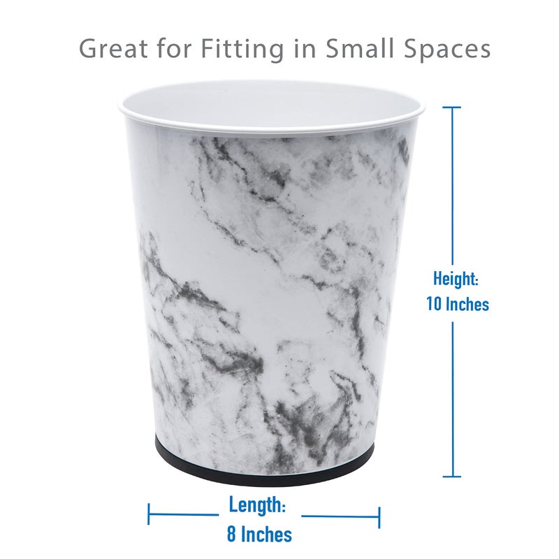 Bath Bliss 5 Liter Small Wastebasket | Round Open Top | Trash Can | Bathroom | Bedroom | Kitchen | Office | Dorm | Disposal Waste Bin | Garbage | Marble - Image 5