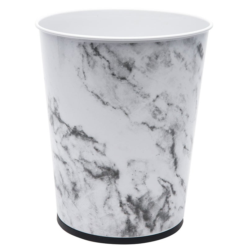 Bath Bliss 5 Liter Small Wastebasket | Round Open Top | Trash Can | Bathroom | Bedroom | Kitchen | Office | Dorm | Disposal Waste Bin | Garbage | Marble - Image 1