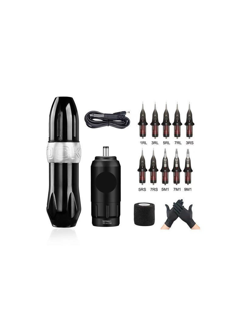 Generic 1 Set Tattoo Kit Tattoo Pen Rotary Tattoo Machine Tattoo Set with Tattoo Needles Bandage and Gloves - Image 1