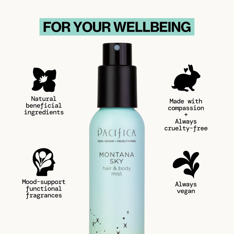 Pacifica Hair Mist Perfume & Full Body Spray for Women - Montana Sky Body Mist Fragrance w/Cedarwood, Elderflower, Black Pepper, Sage & Sandalwood Clean Beauty Alcohol-Free, Vegan & Cruelty-Free 5 oz - Image 5
