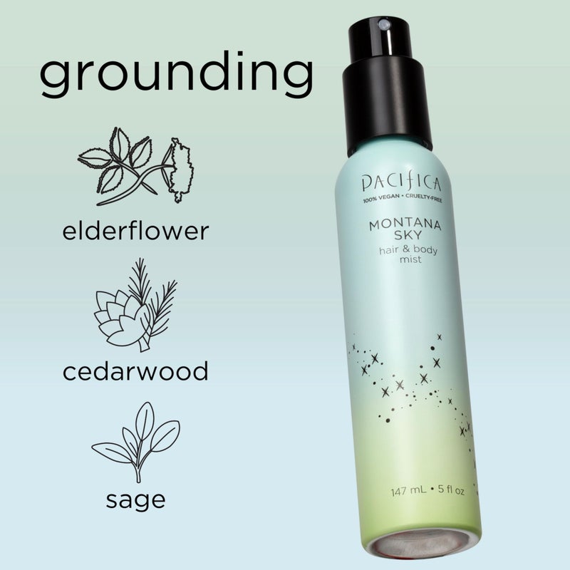 Pacifica Hair Mist Perfume & Full Body Spray for Women - Montana Sky Body Mist Fragrance w/Cedarwood, Elderflower, Black Pepper, Sage & Sandalwood Clean Beauty Alcohol-Free, Vegan & Cruelty-Free 5 oz - Image 4