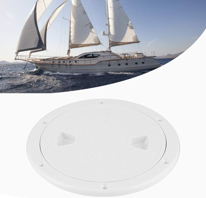 woobles 6" Boat Deck Cover Marine Inspection Hatch Deck Plate Access & Lid Round Non-Slip RV White, Opening Dia : 6" 151mm,External Dia : 7-4/5" 198mm - Image 2