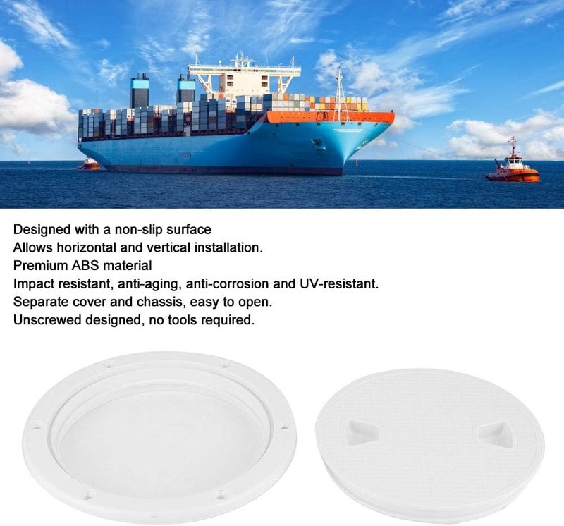 woobles 6" Boat Deck Cover Marine Inspection Hatch Deck Plate Access & Lid Round Non-Slip RV White, Opening Dia : 6" 151mm,External Dia : 7-4/5" 198mm - Image 3