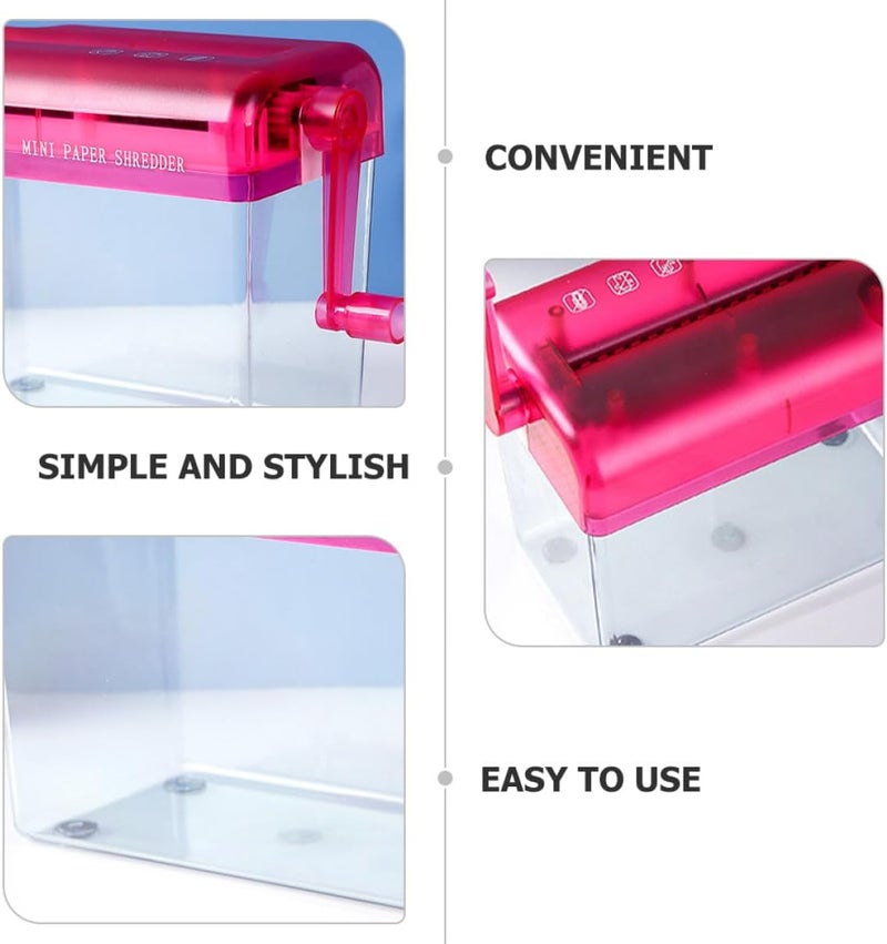 Manual Hand Paper Shredder Small Desktop Wear-Resistant Office and Home Use Red Portable Paper Shredder for A4 Documents - Image 3