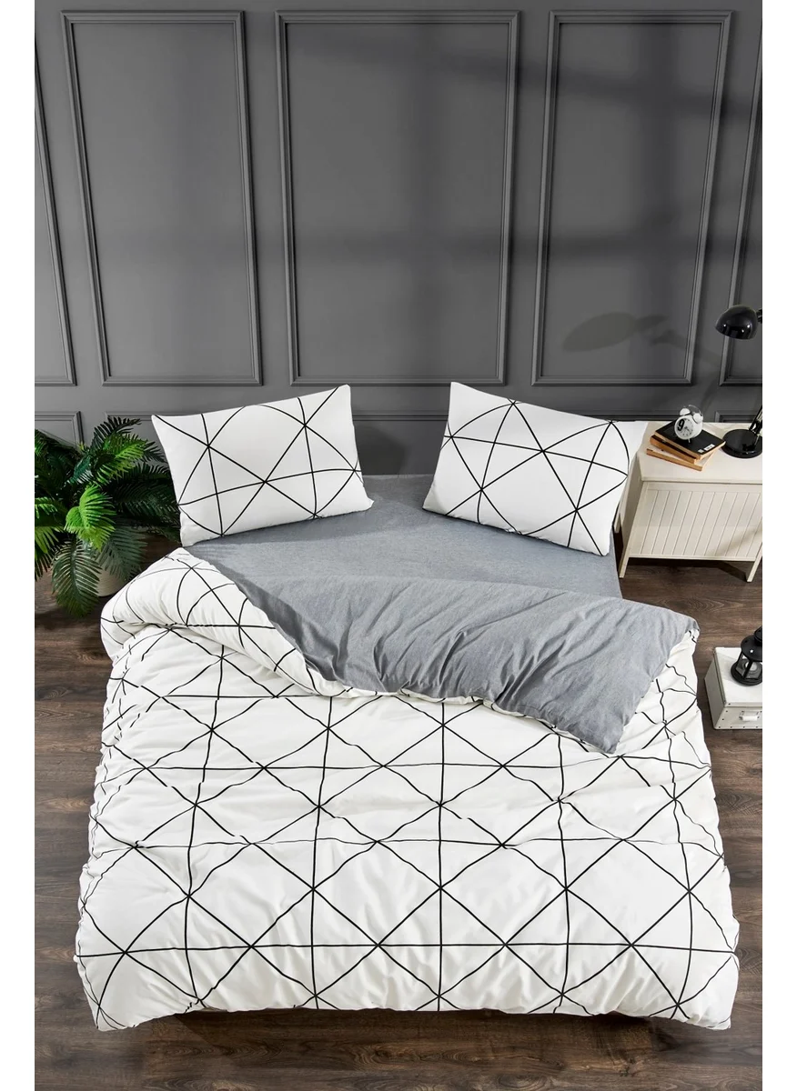 Valezium Letter Single Patterned Duvet Cover Set with Elastic Sheets and 1 Pillowcase