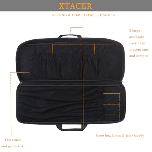 XTACER Tactical Bow Case MOLLE Recurve Takedown Bow Case Fully Padded Case (Black) - Image 4