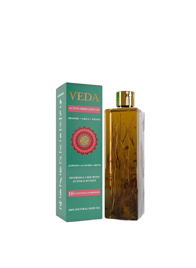 Veda Ayurvedic Cold Pressed Hair Oil | Ayurvedic Jadi Butis Infused Oil | 200ml - Image 1