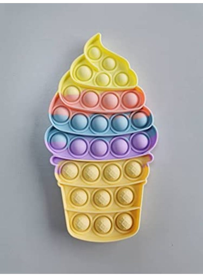 Push Pop It Popsicle Cone Ice Cream, Sensory Silicone Fidget Toys Stress Relief, Autism Anti Anxiety Flexible, Odorless Easy to Play for Elderly, Adults Kids Colorful - Image 1