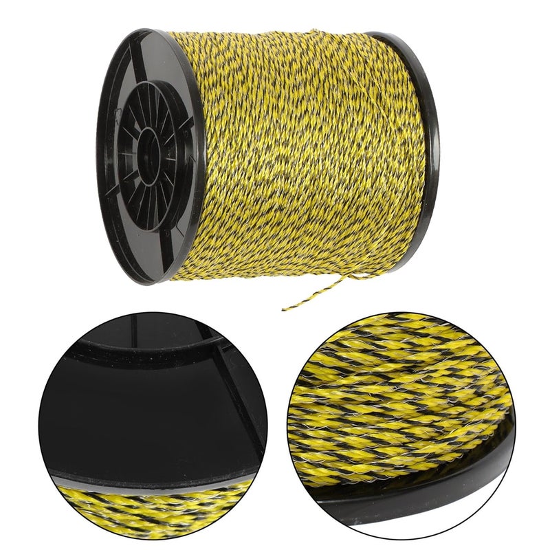 Globally spread simple design WFLNHB Electric Fence Polywire 3500 Feet 1067 Meters, 6 Stainless Steel Strands, 1/8" Diameter Portable Fencing Wire, Yellow and Black Wear resistant - Image 4
