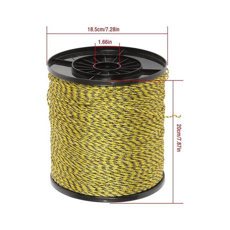 Globally spread simple design WFLNHB Electric Fence Polywire 3500 Feet 1067 Meters, 6 Stainless Steel Strands, 1/8" Diameter Portable Fencing Wire, Yellow and Black Wear resistant - Image 2