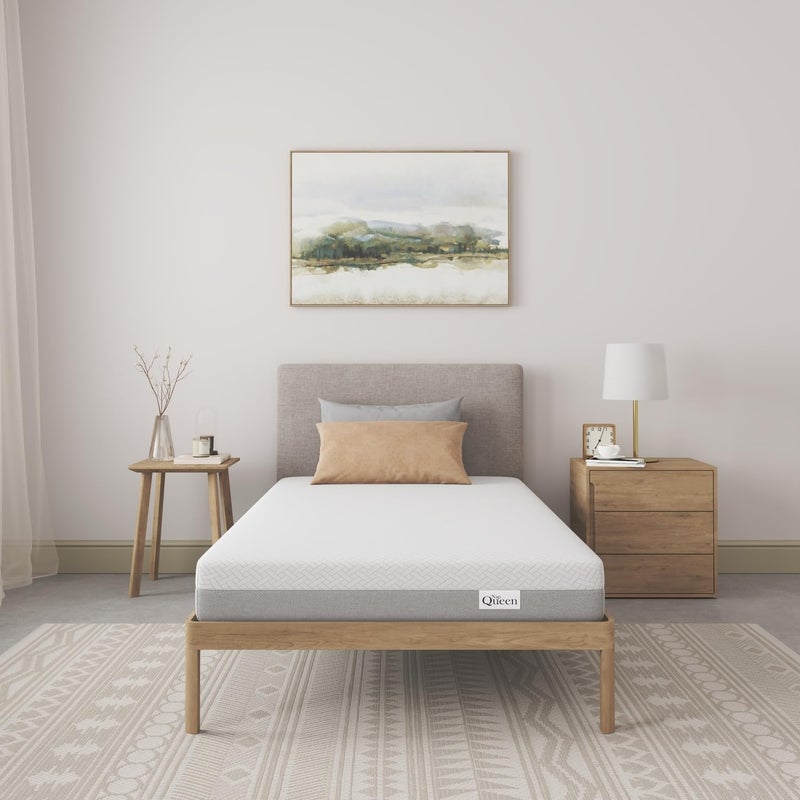 NapQueen 8 Inch Twin Memory Foam Mattress, Medium Feel, CertiPUR-US Certified, Bed in a Box, Breathable Soft Fabric Cover, White - Image 1