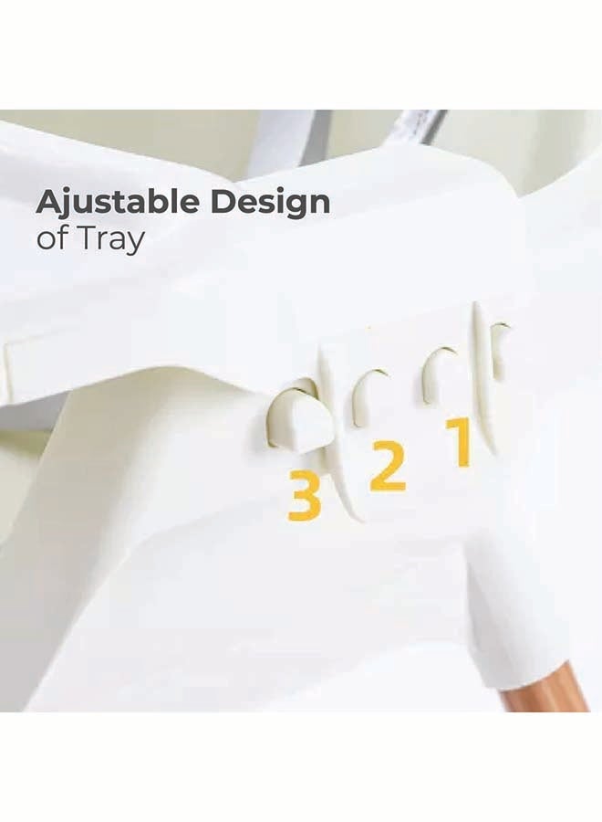 Nurtur 2 in 1High chair, adjustable height, wooden finish, with padded cushioning, Detachable Tray, footrest included - Blue