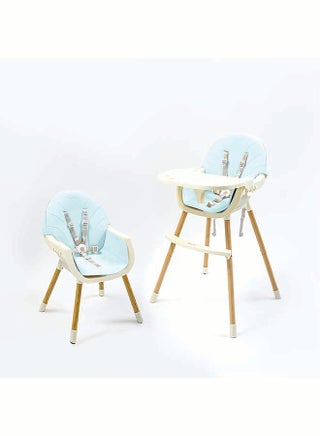 Nurtur 2 in 1High chair, adjustable height, wooden finish, with padded cushioning, Detachable Tray, footrest included - Blue - pzsku/Z79C9D5A2EA674E878AE5Z/45/1752170579/a4c3d916-5dee-40da-b9f5-e9ec6e057d16