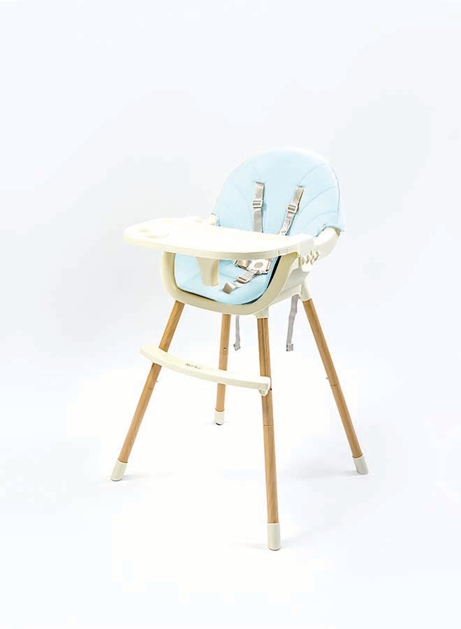 Nurtur Nurtur 2 in 1High chair, adjustable height, wooden finish, with padded cushioning, Detachable Tray, footrest included - Blue  - Image 2