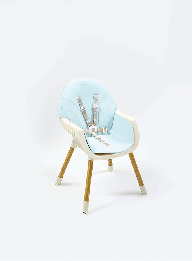 Nurtur Nurtur 2 in 1High chair, adjustable height, wooden finish, with padded cushioning, Detachable Tray, footrest included - Blue  - Image 3