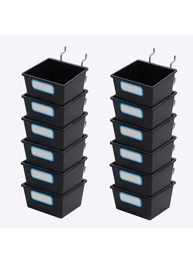 5pcs Black Small Square Pegboard Organizer Boxes No Drill Installation Wall Mounted Storage - Image 4