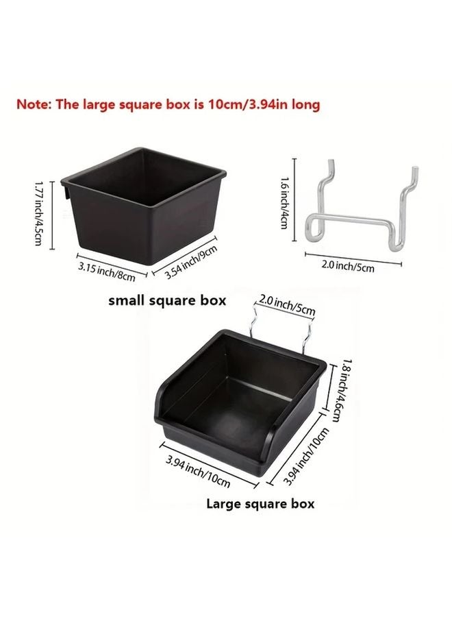 5pcs Black Small Square Pegboard Organizer Boxes No Drill Installation Wall Mounted Storage - Image 3