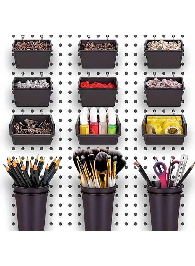 5pcs Black Small Square Pegboard Organizer Boxes No Drill Installation Wall Mounted Storage - Image 5
