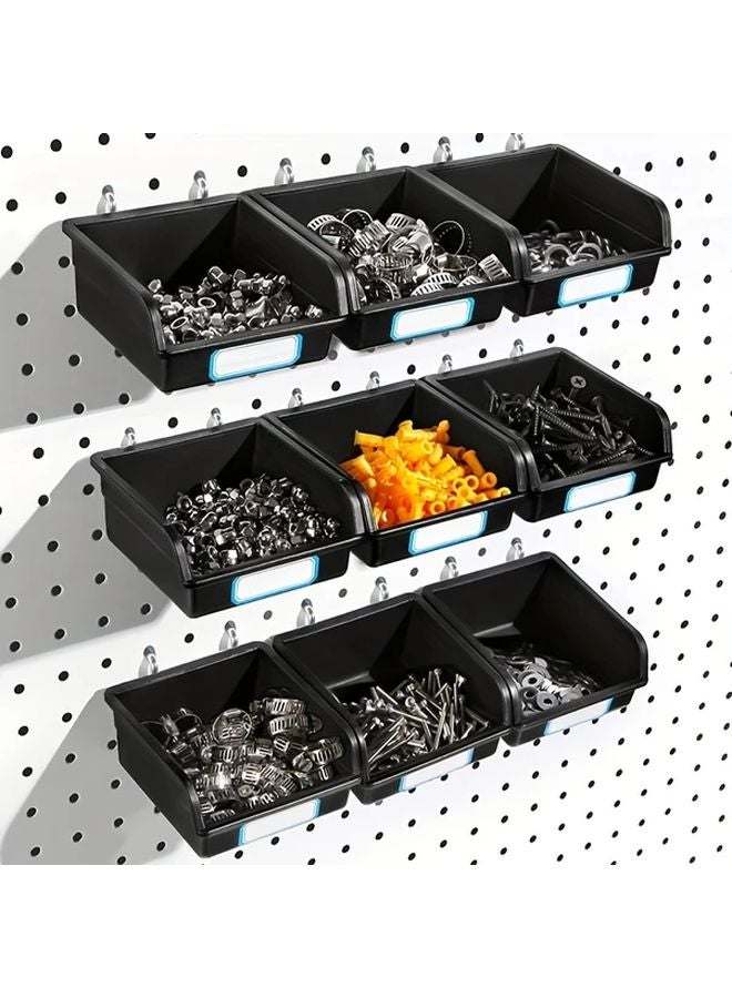 5pcs Black Small Square Pegboard Organizer Boxes No Drill Installation Wall Mounted Storage - Image 2