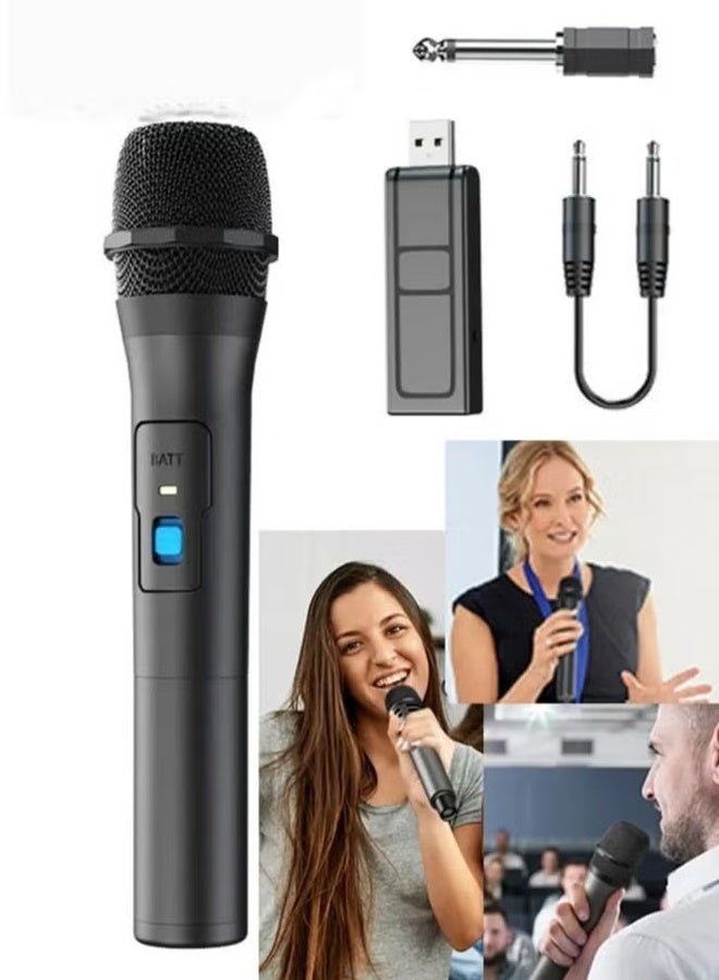 ميكروفون لاسلكي، مكبر صوت محمول باليد متعدد الاستخدامات للكاريوكي، نظام ميكروفون لاسلكي داخلي وخارجي بقوة صوت تزيد عن 110 ديسيبل مع مستقبل USB للغناء والكاريوكي والخطابات وحفلات الزفاف والكنائس - Image 1