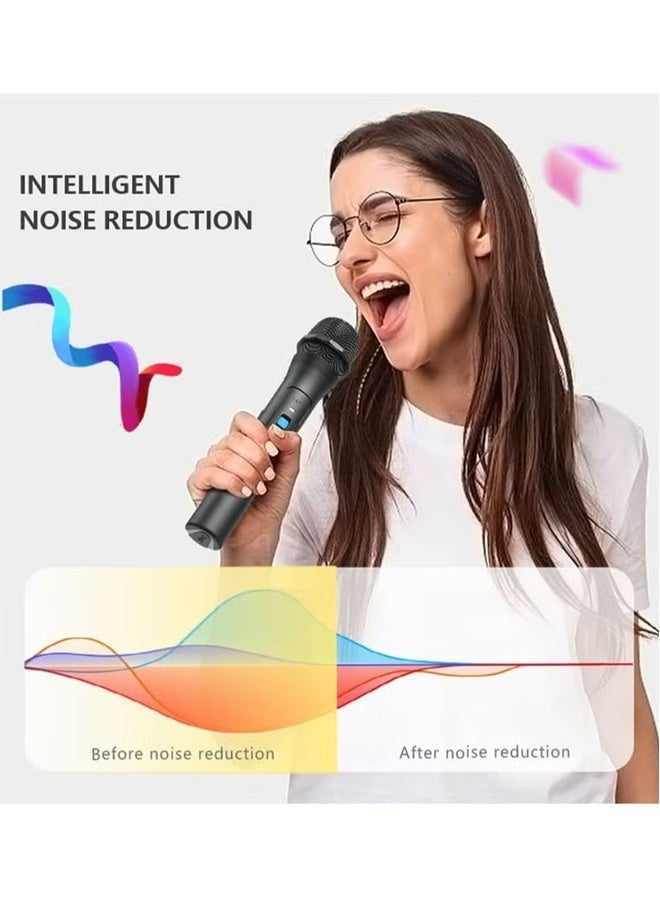 ميكروفون لاسلكي، مكبر صوت محمول باليد متعدد الاستخدامات للكاريوكي، نظام ميكروفون لاسلكي داخلي وخارجي بقوة صوت تزيد عن 110 ديسيبل مع مستقبل USB للغناء والكاريوكي والخطابات وحفلات الزفاف والكنائس - Image 2
