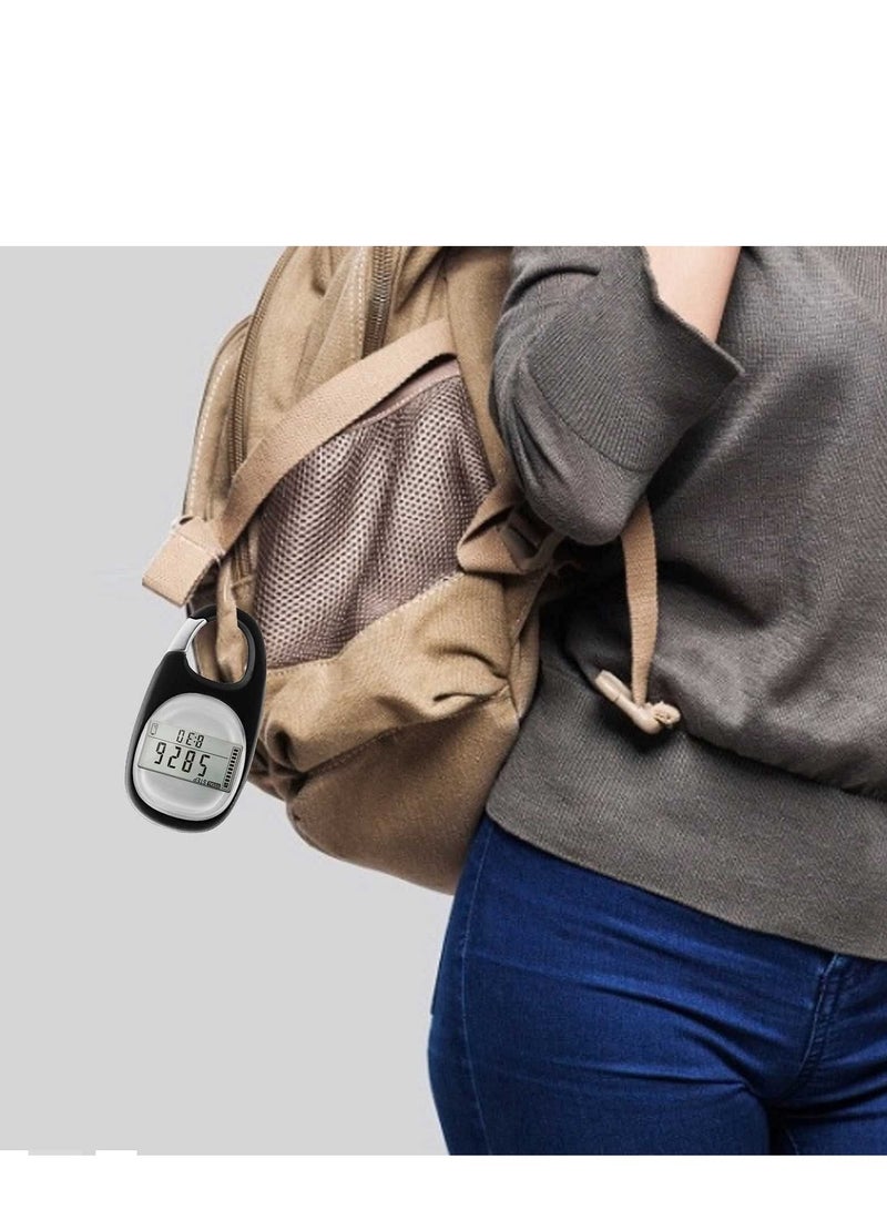 SYOSI 3D Pedometer Clip On Walking Step Counter for Men Women Kids Track Steps and Miles Km Calories Burned Activity Time 7 Days Memory Black - Image 4