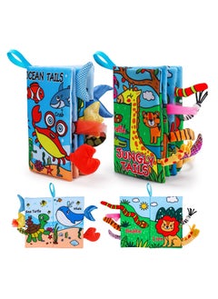 2 PCS Soft Cloth Baby Books for 0-6 Months, High Contrast Sensory Toys, Crinkle Touch and Feel, Teething, Suitable for Car Seat, Travel, Tummy Time, 6-12 Months Infant Gift