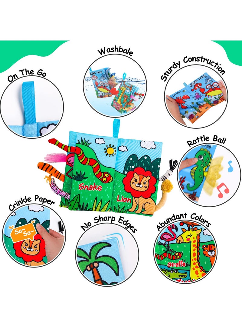 SYOSI - 2 PCS Soft Cloth Baby Books for 0-6 Months, High Contrast Sensory Toys, Crinkle Touch and Feel, Teething, Suitable for Car Seat, Travel, Tummy Time, 6-12 Months Infant Gift - Image 1