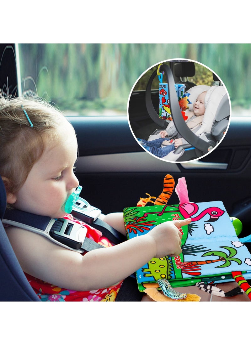 SYOSI - 2 PCS Soft Cloth Baby Books for 0-6 Months, High Contrast Sensory Toys, Crinkle Touch and Feel, Teething, Suitable for Car Seat, Travel, Tummy Time, 6-12 Months Infant Gift - Image 1
