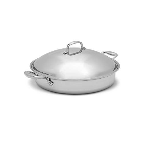 Heritage Steel 5 Quart Sauteuse Pan with Lid Titanium Strengthened 316Ti Stainless Steel with 5Ply Construction InductionReady and Fully Clad Made in USA