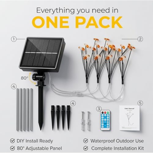 hardoll Solar Lights Outdoor 24 LED Honey Bee Lamp for Home Garden Waterproof Decoration (Warm White-Set of 4x1, Multiple Modes) - Image 4