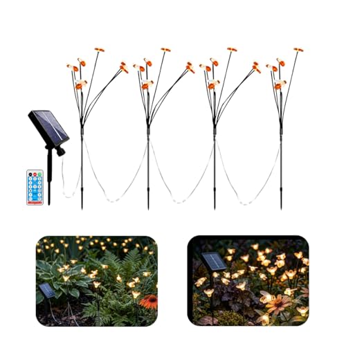 hardoll Solar Lights Outdoor 24 LED Honey Bee Lamp for Home Garden Waterproof Decoration (Warm White-Set of 4x1, Multiple Modes) - Image 1