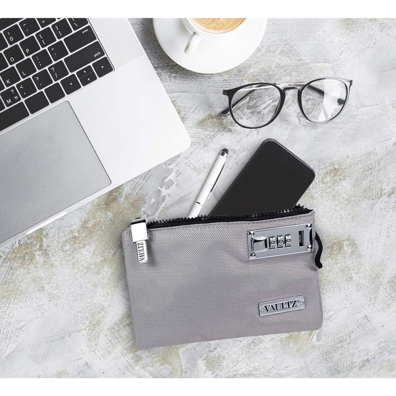 Vaultz Money Bag with Lock - 7 x 10 Inches, Men & Women's Locking Accessories Pouch for Cash, Bank Deposits, Wallet, Medicine, Phone and Credit Cards - Gray - Image 5