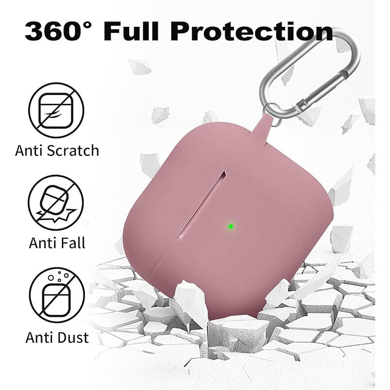 Woyinger for Airpods 4th Case Cover, Come with Cleaner Kit,Soft Skin Silicone Case Cover with Keychain, Front LED Visibl, Full Protective Case，Compatible with AirPods 4th(Bean Pink) - Image 3