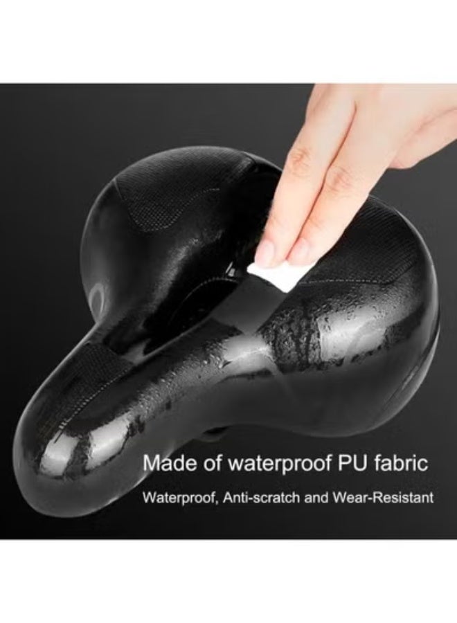 Chabeia Bike Seat Cushion Waterproof Comfort Soft Bicycle Seats Wide Memory Foam Padded E-Bike Saddle for Men Women Universal Mountain Road Bicycle Seat Cover-Black Red - Image 2