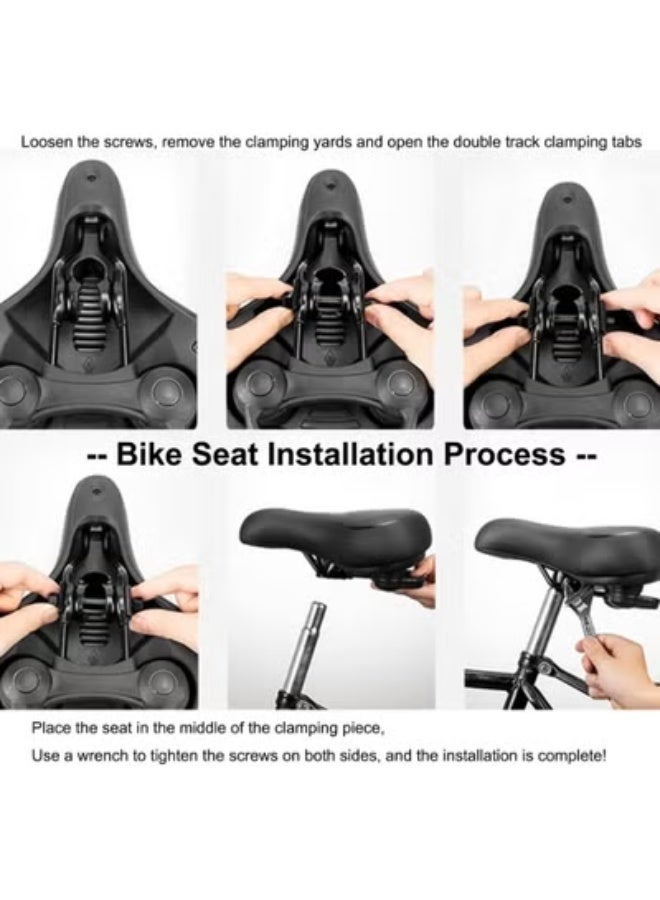 Chabeia Bike Seat Cushion Waterproof Comfort Soft Bicycle Seats Wide Memory Foam Padded E-Bike Saddle for Men Women Universal Mountain Road Bicycle Seat Cover-Black Red - Image 3