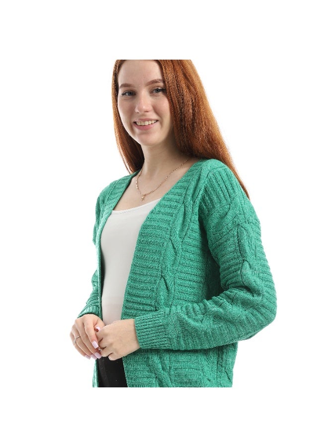 سيزار كارديجان حريمي صوف سادة مفتوح من الأمام - Image 3