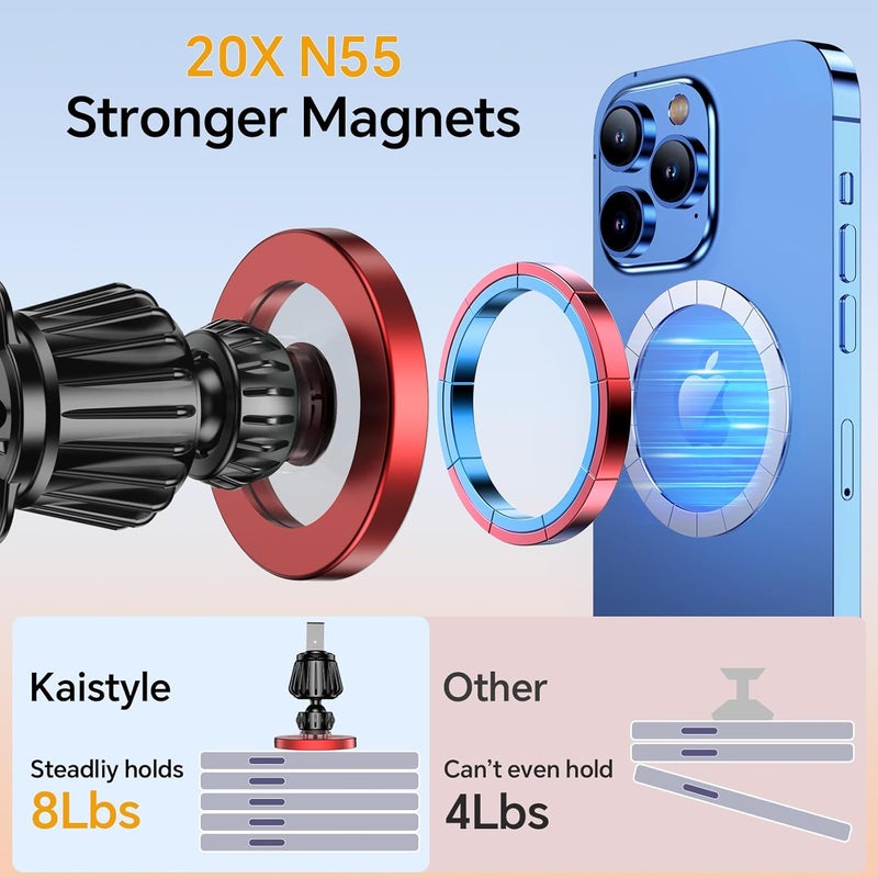 Kaistyle for Magsafe Car Mount【20 Strong Magnets】Magnetic Phone Holder for Car Phone Holder Mount Dash Mounted Holders Cell Phone Holders for Your Car Accessories for Women Men for iPhone 17 16 15 14 - Image 5