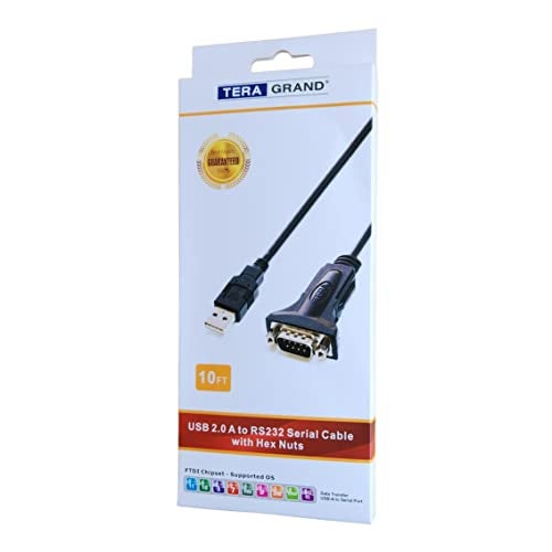 Tera Grand - Premium USB 2.0 to RS232 Serial DB9 Adapter Cable 10 Feet - Supports Windows 11, 10, 8, 7, Vista, XP, 2000, 98, Linux and Mac - Built with FTDI Chipset and Hex Jack Nuts - Image 5
