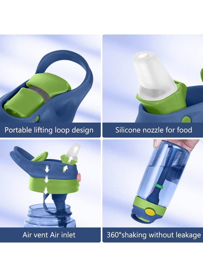 SYOSI Kids Sippy Cup, Kids Drink Bottle with Straw, Toddler Water Bottle, Leak-Proof, BPA-Free for Home, School, Outdoor, Blue, 480ML - Image 3