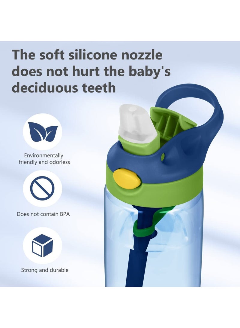 SYOSI Kids Sippy Cup, Kids Drink Bottle with Straw, Toddler Water Bottle, Leak-Proof, BPA-Free for Home, School, Outdoor, Blue, 480ML - Image 4