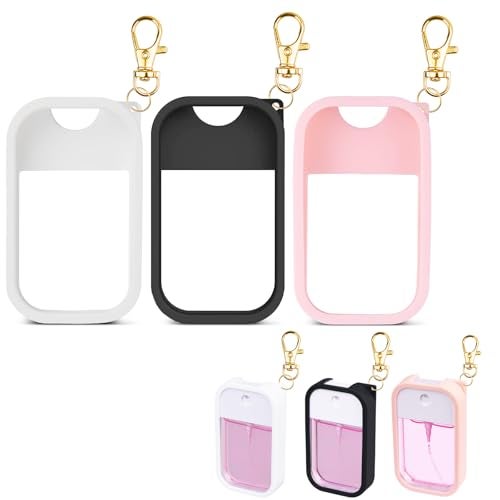 TERPINK حافظة سيليكون TERPINK متوافقة مع بخاخ مطهر اليد Touchland، حافظة واقية مع سلسلة مفاتيح لبخاخ Power Mist و Glow Mist 1 أونصة سائلة، ملحق بخاخ مطهر اليد (ملون 2، 3 عبوات) - Image 1