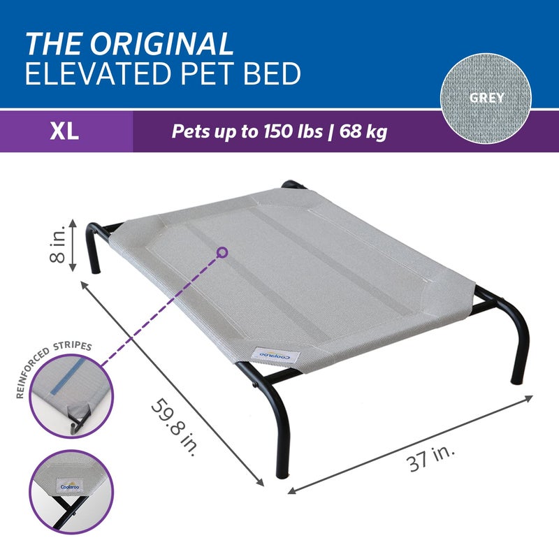 Coolaroo Original Elevated Dog Bed - Breathable Off-The-Ground Pet Bed with Cooling Fabric, Joint Relief & Moisture-Resistant Fabric, 100% Recyclable, Easy Clean, Gray, Extra Large - Image 3