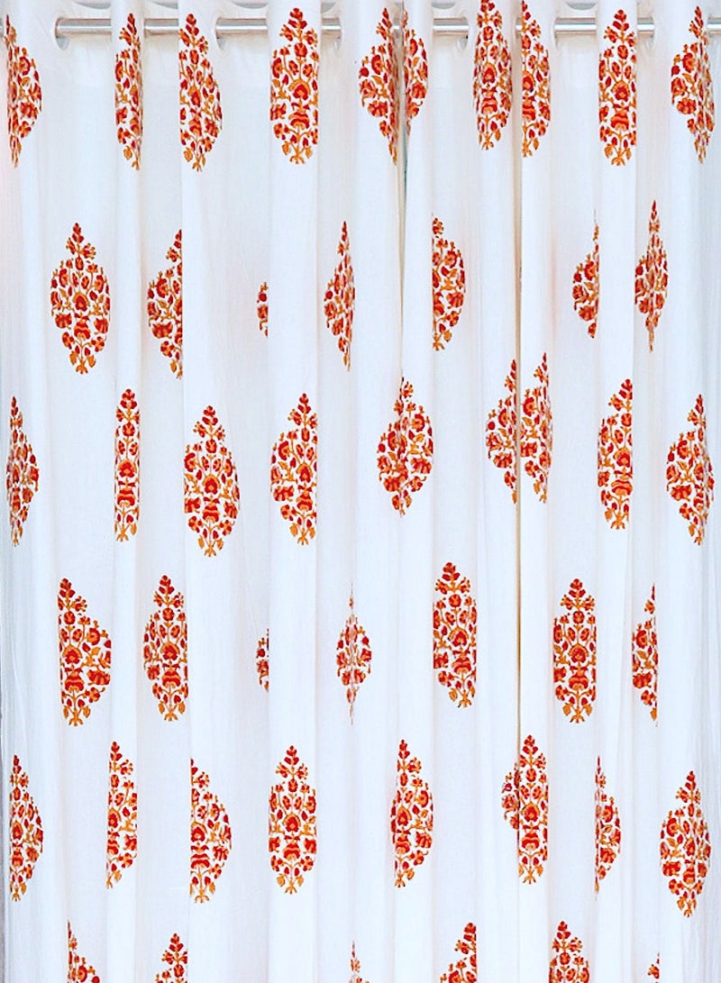 OJARIYA Paisley Pattern Hand Block Printed Multicoloured 100 Percent Premium Cotton Curtains 274 X 152 Cm - Image 3