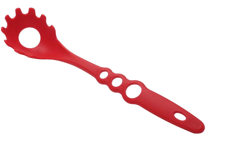 4 in 1 Large Measure Portion ControlNylon Spaghetti SpoonSpoon StrainerSpaghetti Measurer Tool Quick Pasta Measuring Tool With 3 Different Sizes Measuring HolesFor Kitchen Cooking Tool RED